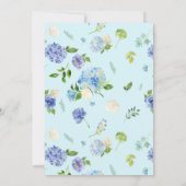 Blue Watercolor Hydrangeas und Rose Baby Sprinkle Einladung (Rückseite)