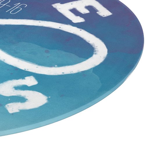 Blue Watercolor Infinity Liebe Hochzeitdatum, Name Schneidebrett (Ecke)