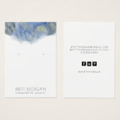 Blue Watercolor Ink Earring Juwelier Display Cards (Vorne & Hinten)