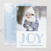 Blue Watercolor JOLIday Weihnachten Weihnachtsfoto (Vorne/Hinten)