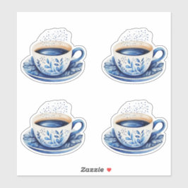 Blue Watercolor Kaffee Cups 5 Aufkleber