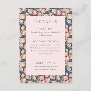 Blue Watercolor Kleine Blume Hochzeitsdetails Begleitkarte