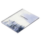 BLUE WATERCOLOR LANDSCAPE BAUM FOLIAGE MONOGRAM NOTIZBLOCK (Linke Seite)