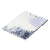 BLUE WATERCOLOR LANDSCAPE BAUM FOLIAGE MONOGRAM NOTIZBLOCK (Rotiert)