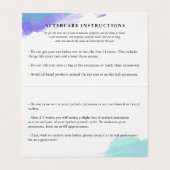 Blue Watercolor Lash Artist Aftercare Loyalität Visitenkarten (Innenseite Aufgefaltet)