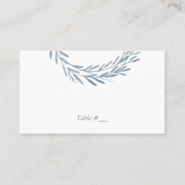 Blue Watercolor Leaf Element Wedding Escort Card/ Platzkarte