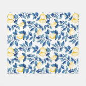 Blue Watercolor Lemon Fleecedecke (Vorderseite (Horizontal))