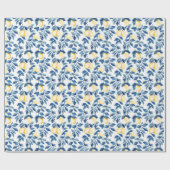 Blue Watercolor Lemon Geschenkpapier (Flach)