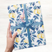 Blue Watercolor Lemon Geschenkpapier