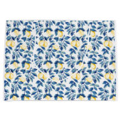Blue Watercolor Lemon Große Geschenktüte (Vorderseite)