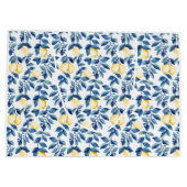 Blue Watercolor Lemon Große Geschenktüte (Rückseite)