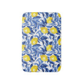 Blue Watercolor Lemon Pattern  Badematte (Vorderseite Vertikal)