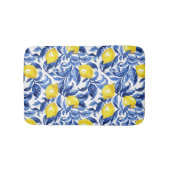 Blue Watercolor Lemon Pattern  Badematte (Vorderseite)
