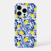 Blue Watercolor Lemon Pattern  iPhone Hülle (Rückseite)