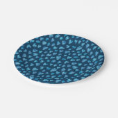 Blue Watercolor Liebe Herzmuster Pappteller (Schrägansicht)