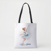 Blue Watercolor Little Ballerina Dancer Tasche (Vorderseite)