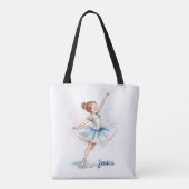 Blue Watercolor Little Ballerina Dancer Tasche (Rückseite)