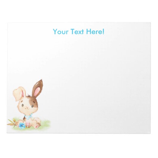 Blue Watercolor Little Bunny Notizblock (Vorderseite)
