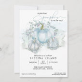 Blue Watercolor Little Pumpkin Boy Baby Dusche Einladung (Vorderseite)