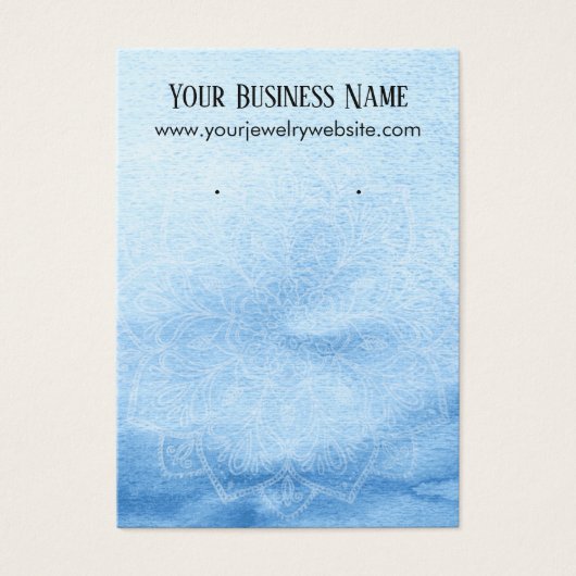 Blue Watercolor Mandala Earring Display Cards (Vorderseite)