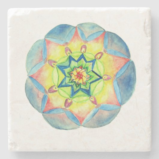 Blue Watercolor Mandala Marble Stone Untersetzer (Vorderseite)