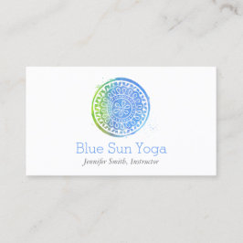 Blue Watercolor Mandala Yoga und Wellness Visitenkarte