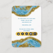 Blue Watercolor Marble Gold Earring Display Card Visitenkarte (Rückseite)