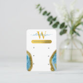 Blue Watercolor Marble Gold Earring Display Card Visitenkarte (Stehend Vorderseite)