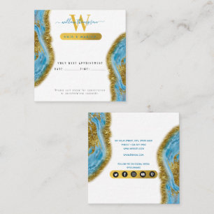 Blue Watercolor Marble Gold Foil Besichtigung Kart Quadratische Visitenkarte