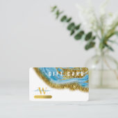 Blue Watercolor Marmor Gold Haare Makeup Geschenkk Visitenkarte (Stehend Vorderseite)