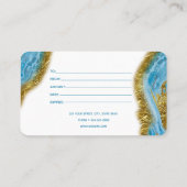 Blue Watercolor Marmor Gold Haare Makeup Geschenkk Visitenkarte (Rückseite)