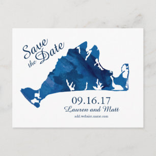Blue Watercolor Martha's Vineyard Save the Date Ankündigungspostkarte