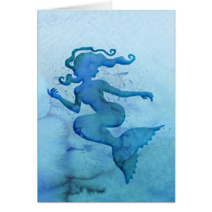 Blue Watercolor Mermaid