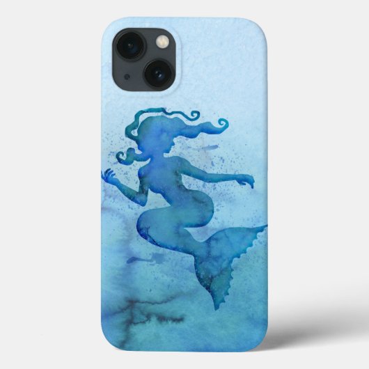 Blue Watercolor Mermaid Case-Mate iPhone Hülle (Rückseite)