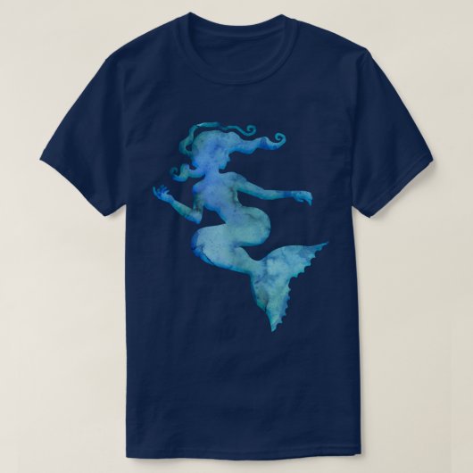 Blue Watercolor Mermaid T - Shirt (Design vorne)