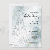 Blue Watercolor mit Gold Glitzer Brautparty Einladung (Vorderseite)