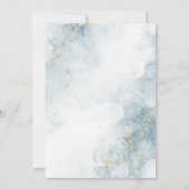 Blue Watercolor mit Gold Glitzer Brautparty Einladung (Rückseite)