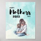 Blue Watercolor Modern Mother's Day Poster (Vorne)