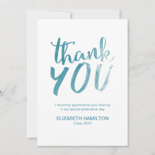 Blue Watercolor Modern Script Abschluss Vielen Dan Dankeskarte