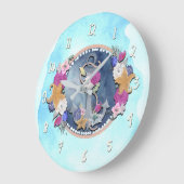 Blue Watercolor Moderner Nautic Floral Anker Große Wanduhr (Winkel)