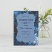 Blue Watercolor Modernes Business Retirement Party Einladung (Stehend Vorderseite)