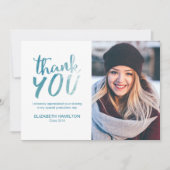 Blue Watercolor Modernes Script Grad Danke Foto (Vorderseite)