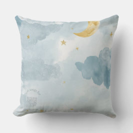 Blue Watercolor Moon Throw Pillow – Scan for Music Kissen