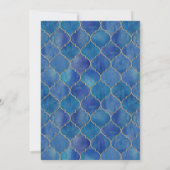Blue Watercolor Moroccan Pattern Wedding Einladung (Rückseite)