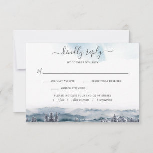 Blue Watercolor Mountains, w/out Meetings RSVP Car