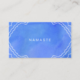 Blue Watercolor Namaste Yoga Instructor Visitenkarte