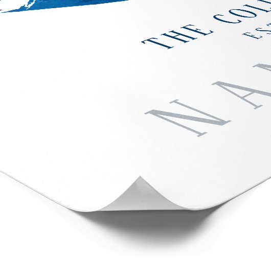 Blue Watercolor Nantucket Map Familie etabliert Poster (Ecke)