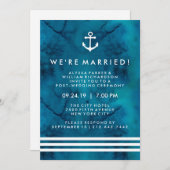 Blue Watercolor Nautical Post Wedding Zeremonie Einladung (Vorne/Hinten)