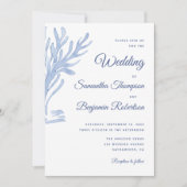 Blue Watercolor Nautical Wedding Beach Thema Einladung (Vorderseite)