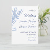 Blue Watercolor Nautical Wedding Beach Thema Einladung (Stehend Vorderseite)